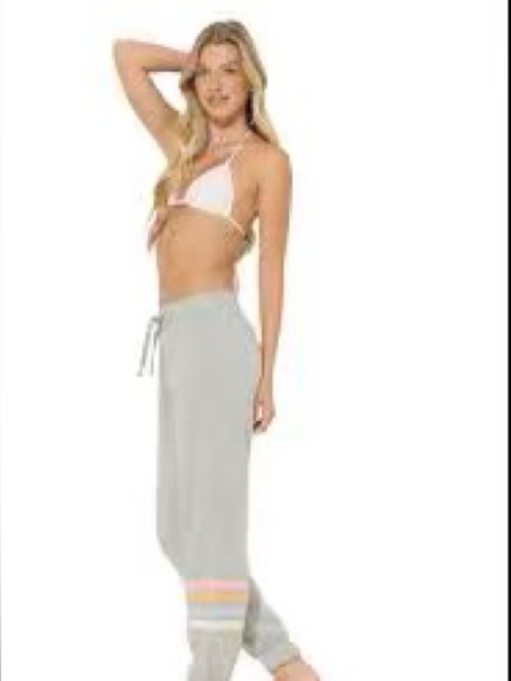 Fate Gray Knit Sweatpants with Multicolor Cuffs and Yellow Lightning